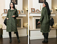 Женский стильный кардиган-пальто на змейке из ворсистой ткани, батал большие размеры