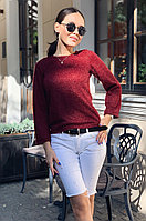 Женская приталенная укороченная ворсистая ангоровая кофта свитер норма и батал большие размеры