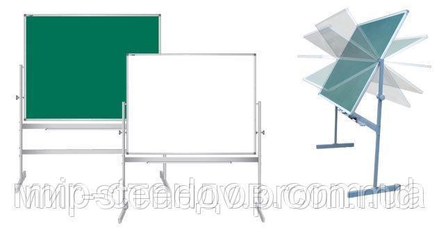 Доска магнитно-меловая поворотная на колесиках 100х200 см, фото 1