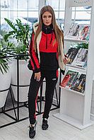 Женский теплый спортивный костюм тройка: штаны и кофта с жилеткой на меху с капюшоном