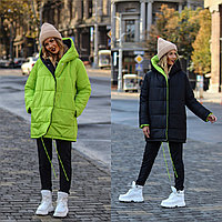 Стильная молодежная осенне-зимняя двухсторонняя куртка с капюшоном, норма и батал большие размеры