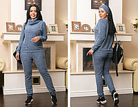 Женский прогулочный костюм: штаны и кофта с хомутом-повязкой, батал большие размеры