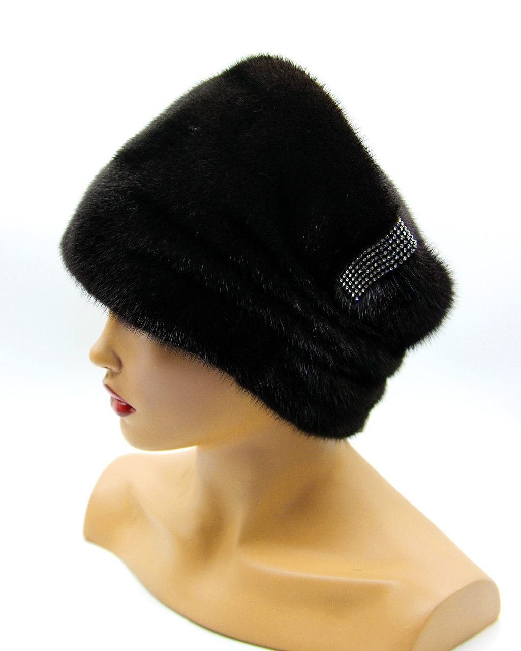 Женская норковая шапка папаха "Леди" (черная). - фото 1 - id-p8141382