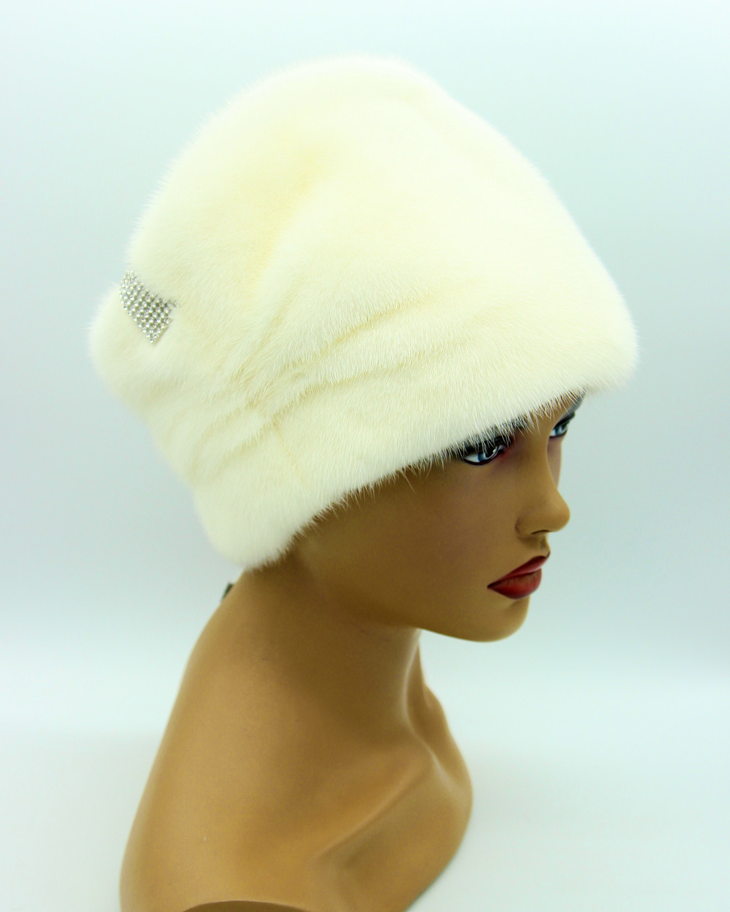 Женская норковая шапка папаха "Леди" (белая). - фото 1 - id-p8141501