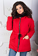 Удобная осенне-зимняя куртка парка женская с шнурком по талии, слегка удлиненная сзади
