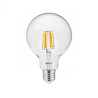 Светодиодная LED лампа GTV, 8W, E27, FILAMENT, 3000К тёплое свечение. Гарантия - 2 года