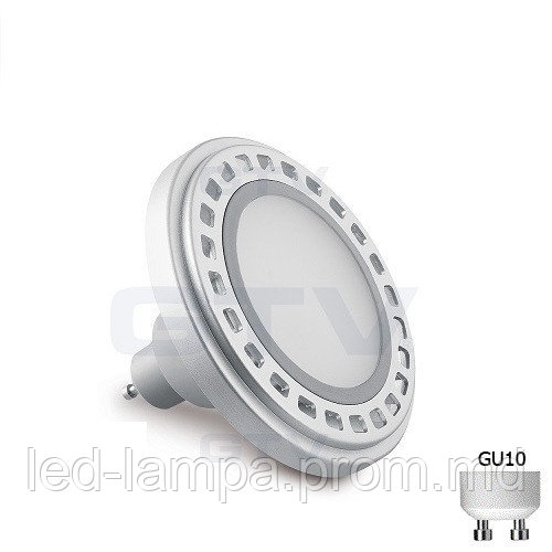 Светодиодная LED лампа GTV, 12W, AR111/ES111, 120°, 3000К тёплое свечение, серый. - фото 1 - id-p10085575