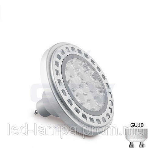 Светодиодная LED лампа GTV, 12W, AR111/ES111, 45°, 3000К тёплое свечение, серый. - фото 1 - id-p10085577