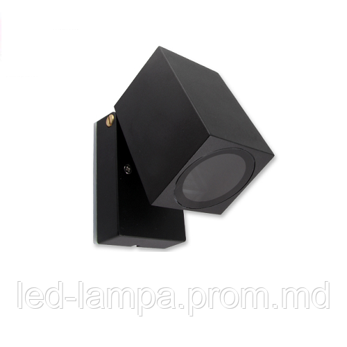 Светильник/корпус master LED, 1хGU10, фасадный, алюминий + стекло, квадратный, чёрный, Rhino. Польша - фото 1 - id-p10085621