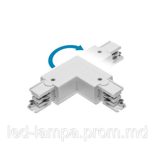 Соединитель GTV, L 90°, для шинопровода (трёхфазный), X-RAIL, белый (COB X-LINE). ПОЛЬША! - фото 1 - id-p10085786