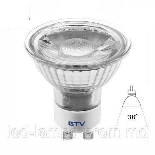 Светодиодная LED лампа GTV, 5W, GU10, MR16, 4000K. - фото 1 - id-p10085789