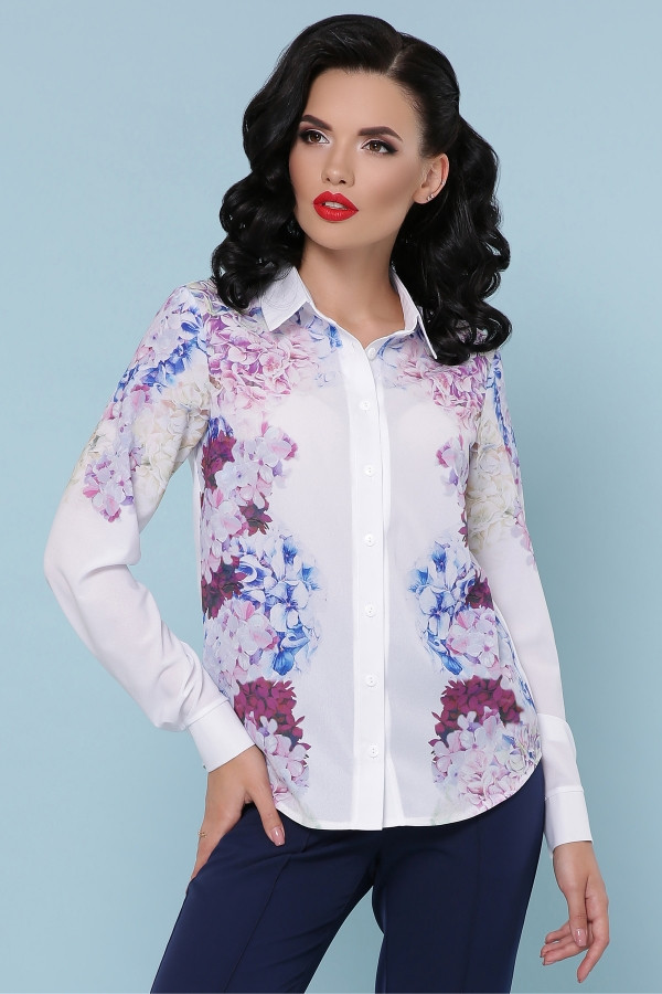 Гортензия блуза Зоя д/р белый - фото 1 - id-p10089475