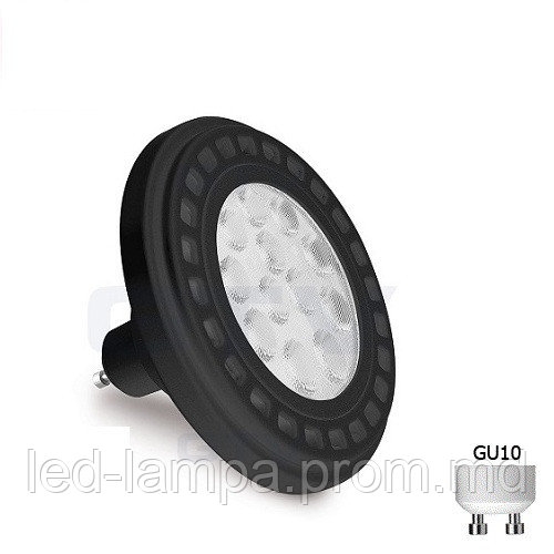 Светодиодная LED лампа GTV, 12W, AR111/ES111, 45°, 3000К тёплое свечение, чёрный. - фото 1 - id-p10085876