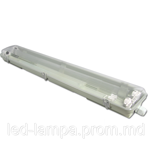 Корпус master LED для ламп Т8, Clear, 2х600мм, IP65, односторонний, накладной, ABS + полистирол, прозрачный. - фото 1 - id-p10085898