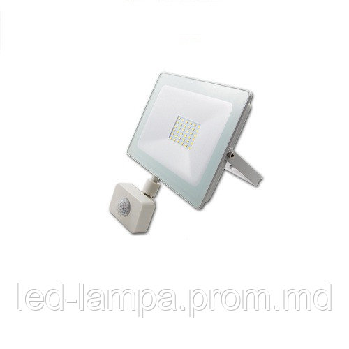 Светодиодный прожектор, master LED, 30W, 4500K, с датчиком движения, алюминий + стекло, белый. - фото 1 - id-p10095886