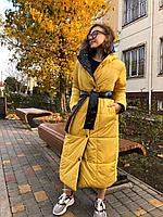 Модная двухсторонняя зимняя непромокаемая длинная куртка-пальто с капюшоном, батал большие размеры