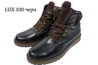 Ботинки мужские зимние натуральная кожа черные на шнуровке и молнии (100 ч)