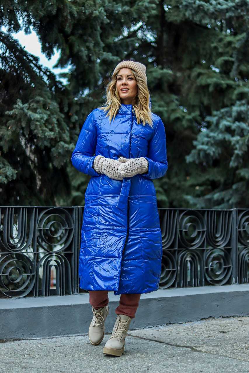 Модная двухсторонняя зимняя непромокаемая длинная куртка-пальто с капюшоном, норма и батал большие размеры - фото 1 - id-p10096204
