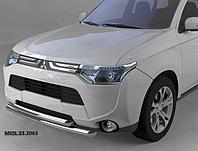 Защита переднего бампера Mitsubishi Outlander (-2014/2014-04.2015) (двойная) d 60/60
