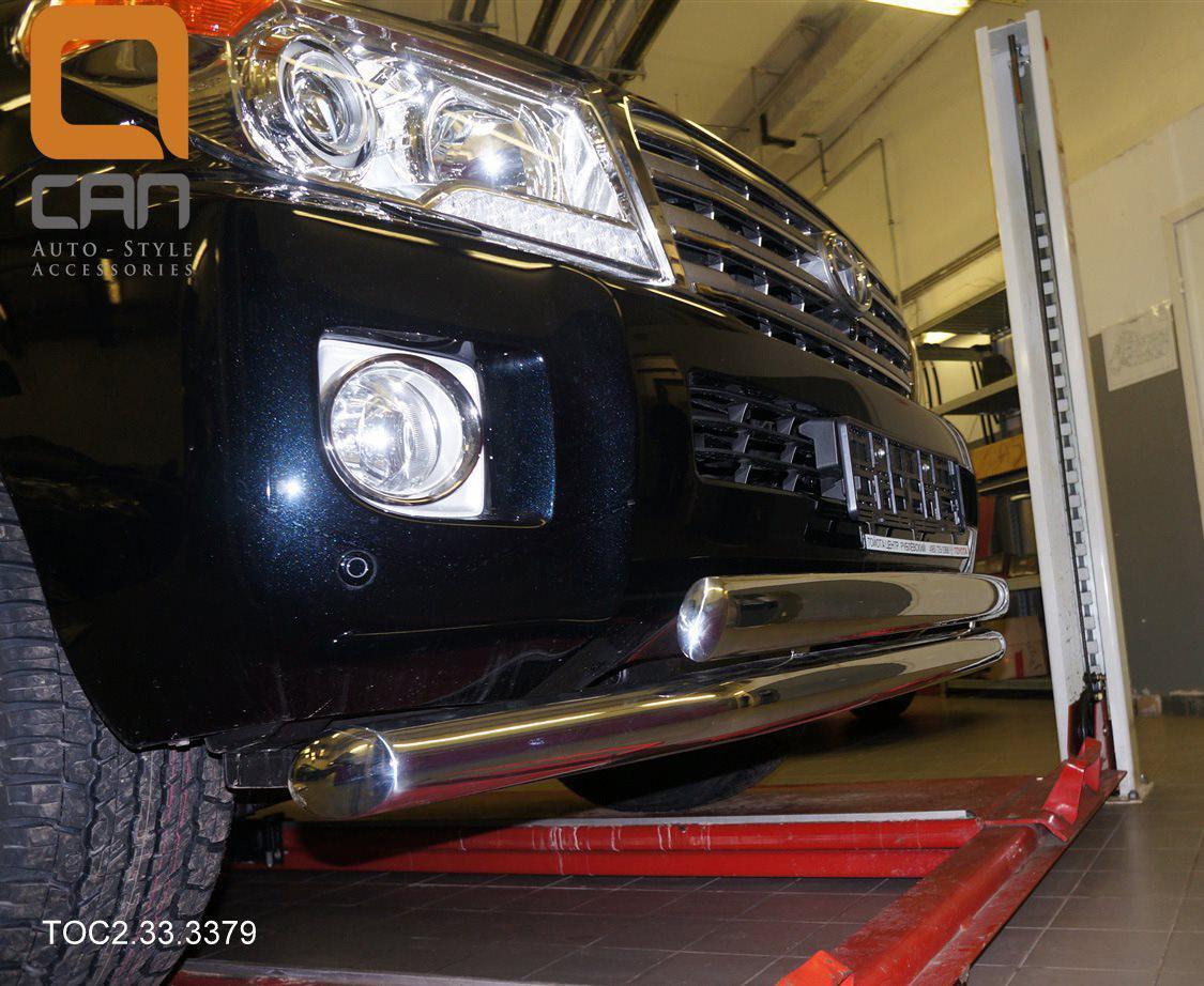 Защита переднего бампера Toyota Land Cruiser 200 (2012-2015) (двойная) d 76 - фото 1 - id-p10096899