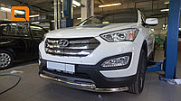 Защита переднего бампера Hyundai Grand SantaFe (2013-) (двойная) d60/60 (несовместима с защитой картера)