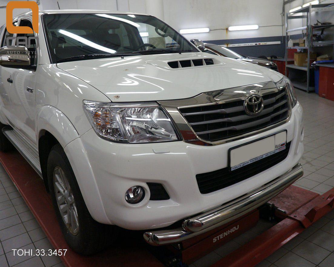 Защита переднего бампера Toyota Hilux (2012-2015) (двойная) d 76/60 - фото 1 - id-p10097232