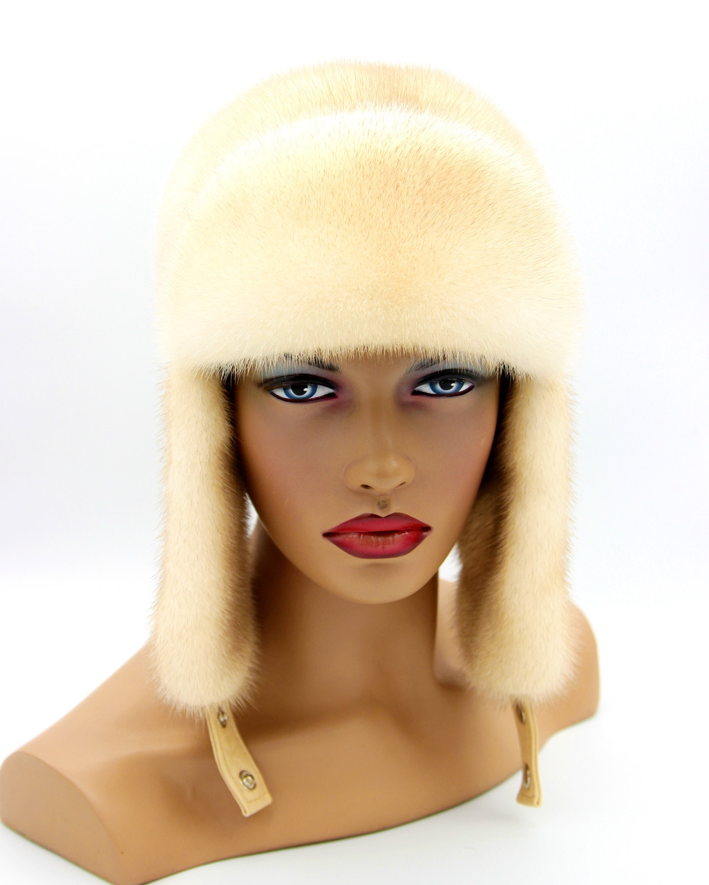 Норковая женская ушанка шапка зимняя "Лобик" (колотый лед). - фото 1 - id-p8141570