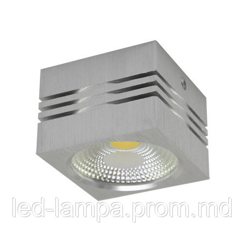 Потолочный светодиодный светильник, Strühm Poland, 7W, 4000K, алюминиевый, квадратный, серебряный, GUSTI LED. - фото 1 - id-p10103638