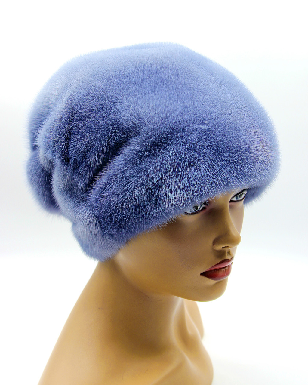 Норковая шапка женская "Веер" одна рюш (голубой). - фото 1 - id-p10103239