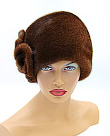 Меховая шапка женская норковая "Катушка" (коричневая).