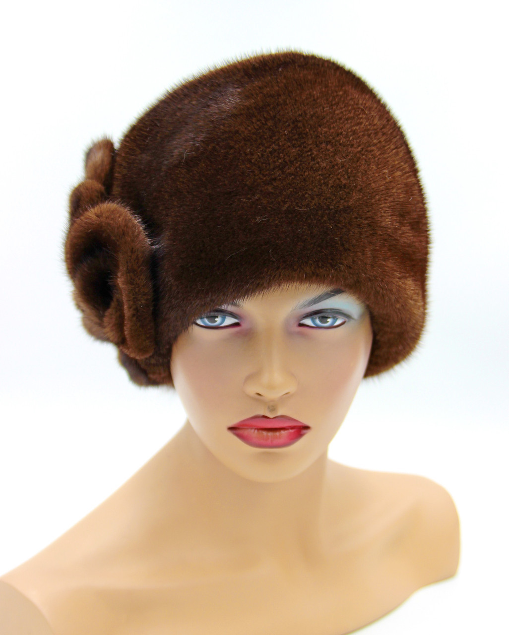 Меховая шапка женская норковая "Катушка" (коричневая). - фото 1 - id-p10103267