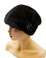 Норковая шапка женская "Жанна" с двумя защипами (коричневая).