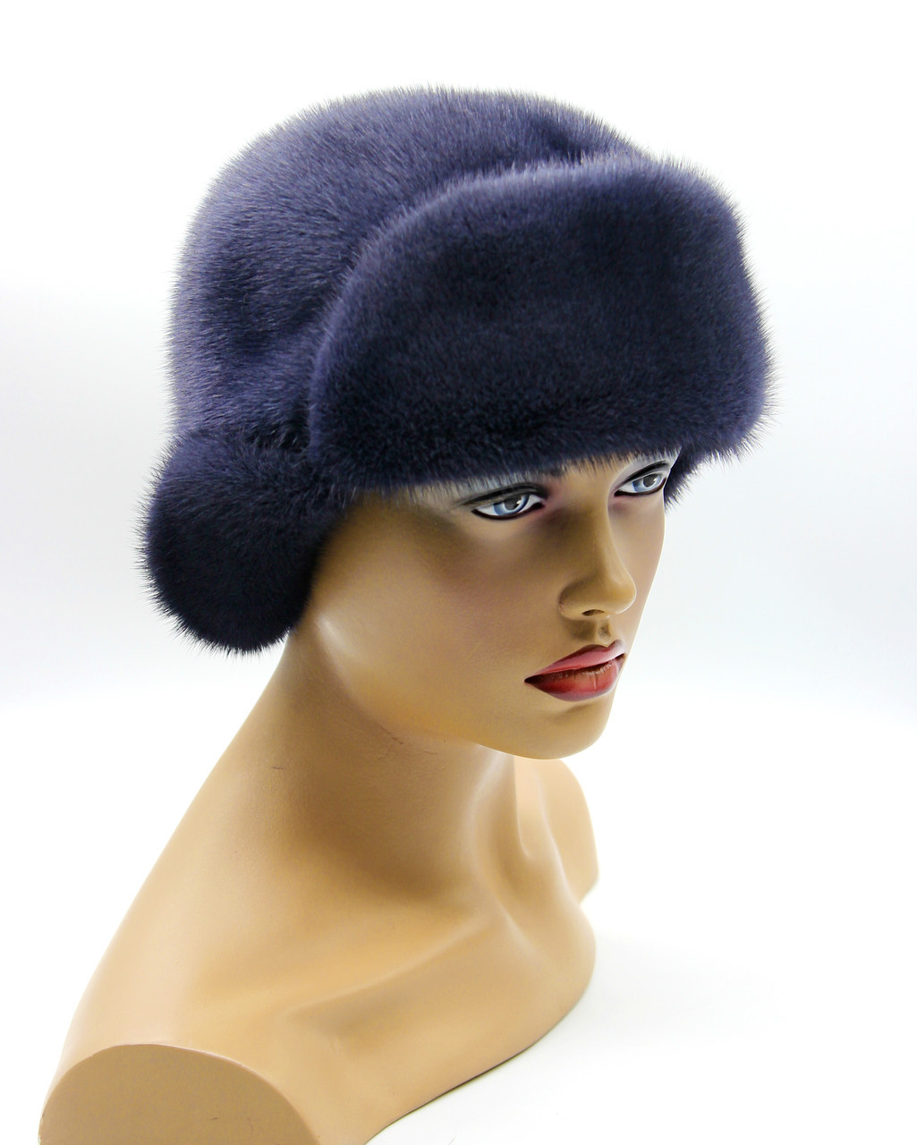 Женская норковая шапка "Лобик короткое ухо", (графит). - фото 1 - id-p10103297
