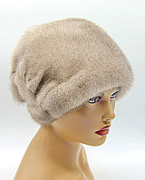 Женская шапка норковая "Веер" одна рюш (серая).