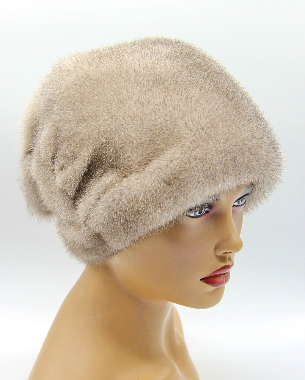 Женская шапка норковая "Веер" одна рюш (серая). - фото 1 - id-p10103300
