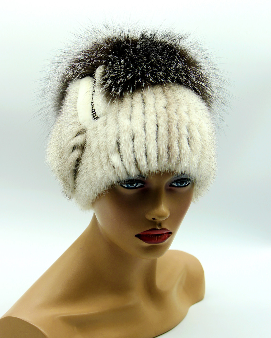 Женская шапка меховая на вязаной основе "Ната" (серебристая). - фото 1 - id-p10103318