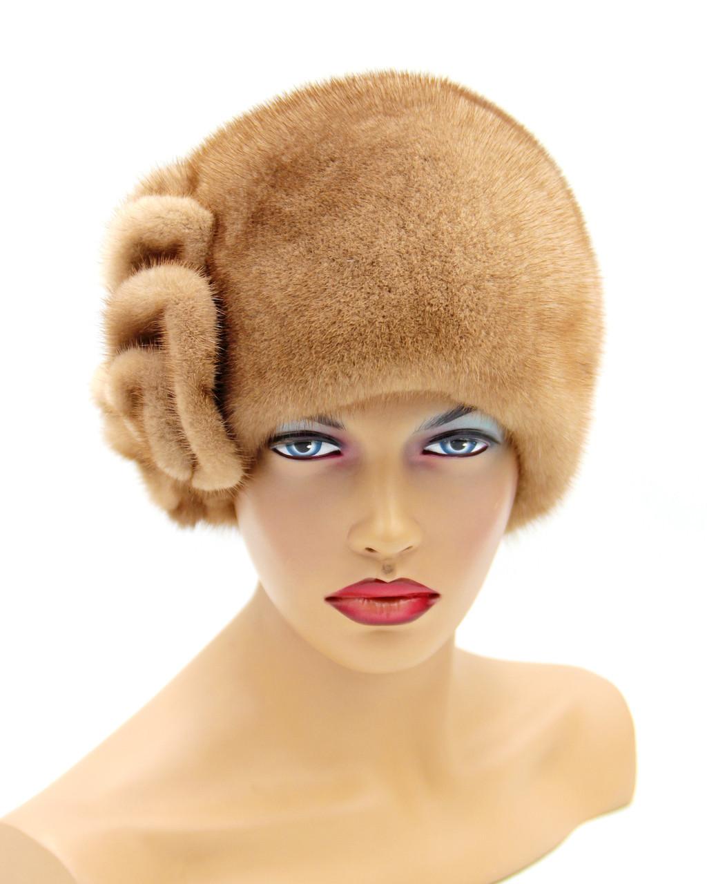 Женская зимняя меховая шапка "Катушка" (светло коричневая). - фото 1 - id-p10103330