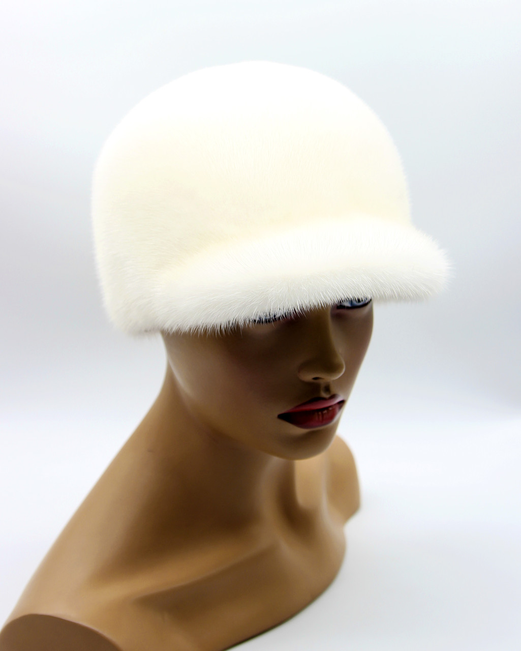 Женская норковая кепка "Кепи" (белая). - фото 1 - id-p10103336