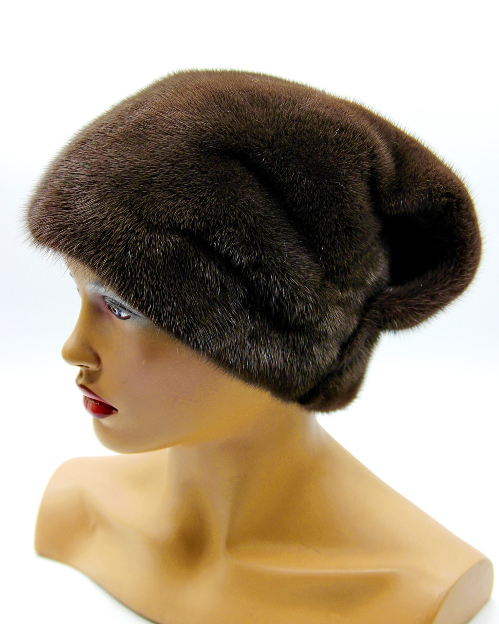 Норковая женская шапка "Волна" (капучино). - фото 1 - id-p10103340
