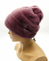 Женская меховая норковая шапка "Роза" (фиолетовая).