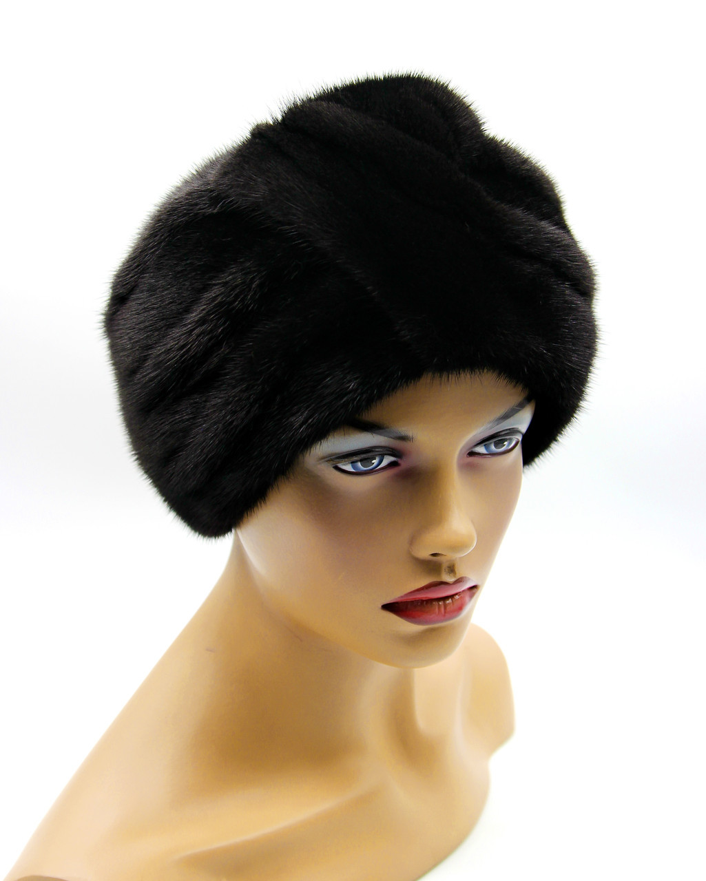 Меховая норковая шапка "Чалма" тюрбан (черная). - фото 1 - id-p8141492