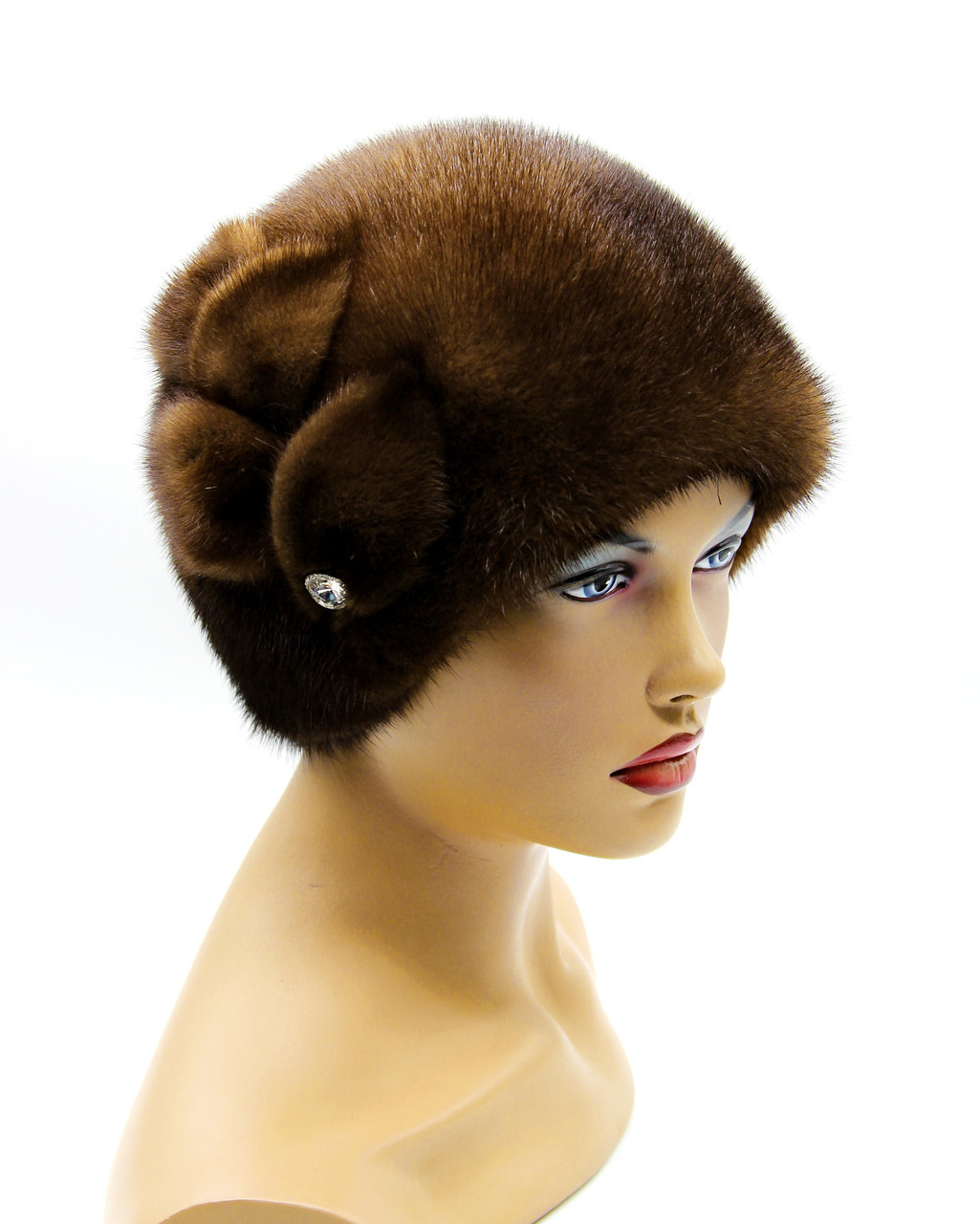 Меховая женская шапка норковая "Шарик с веточкой", пастель. - фото 1 - id-p8141420