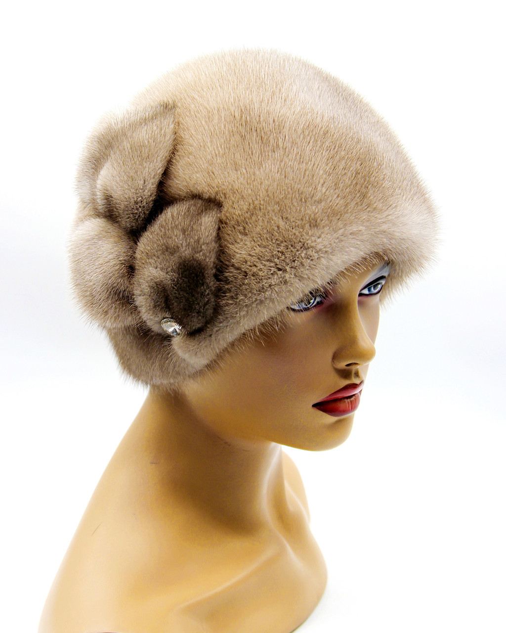 Женская норковая шапка "Шарик c веточкой", серо - голубая. - фото 1 - id-p8141423