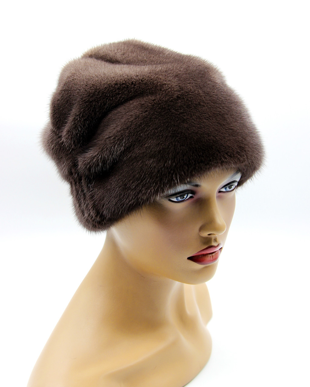 Женская норковая шапка "Козачок с довязом" капучино. - фото 1 - id-p8818021