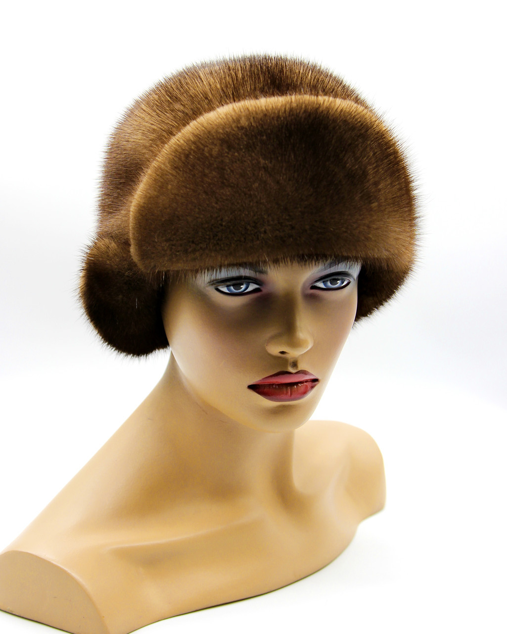 Женская шапка норковая "Лобик короткое ухо",(пастель). - фото 1 - id-p10103374