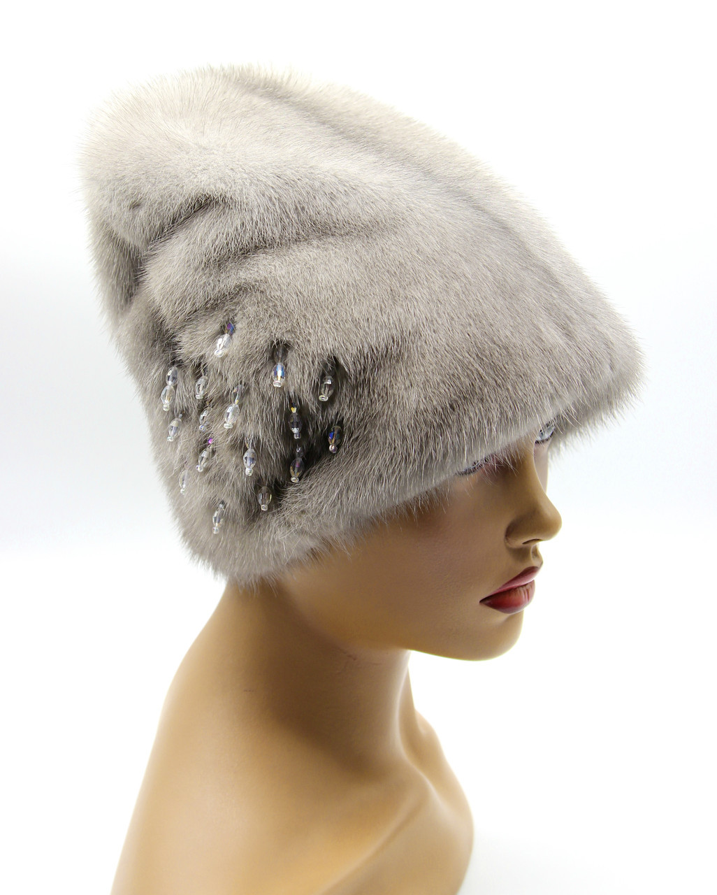 Норковая женская шапка "Бини" цельная, сапфир. - фото 1 - id-p8818023