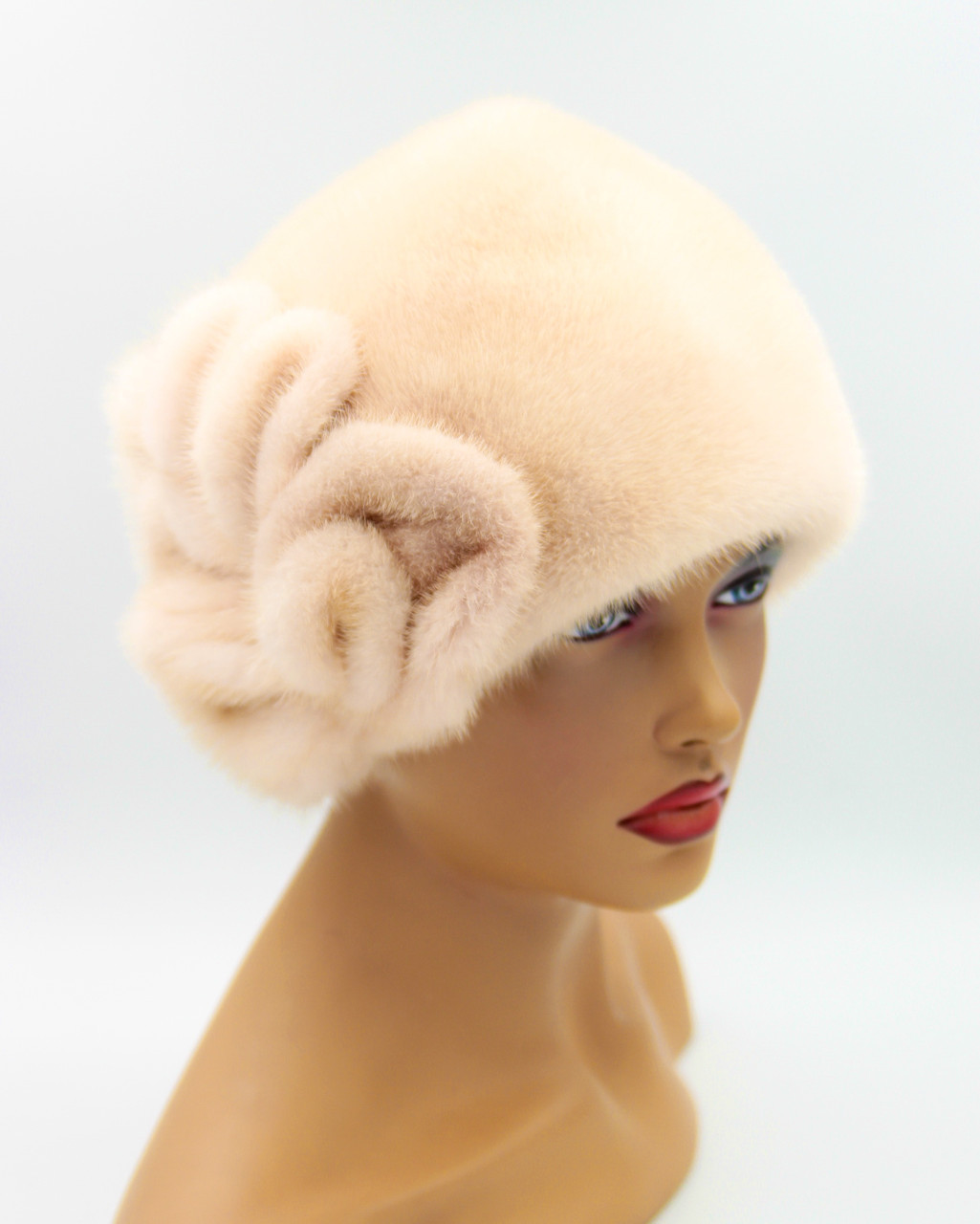 Женская зимняя норковая шапка "Катушка" (жемчуг). - фото 1 - id-p10103407