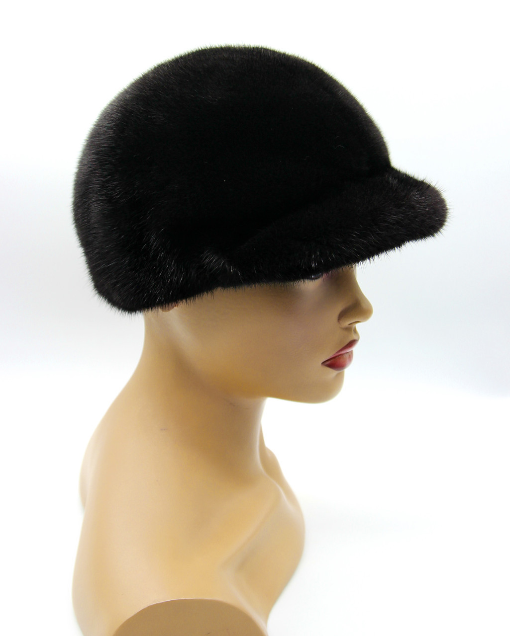 Норковая кепка зимняя женская "Кепи" (черная). - фото 1 - id-p10103409