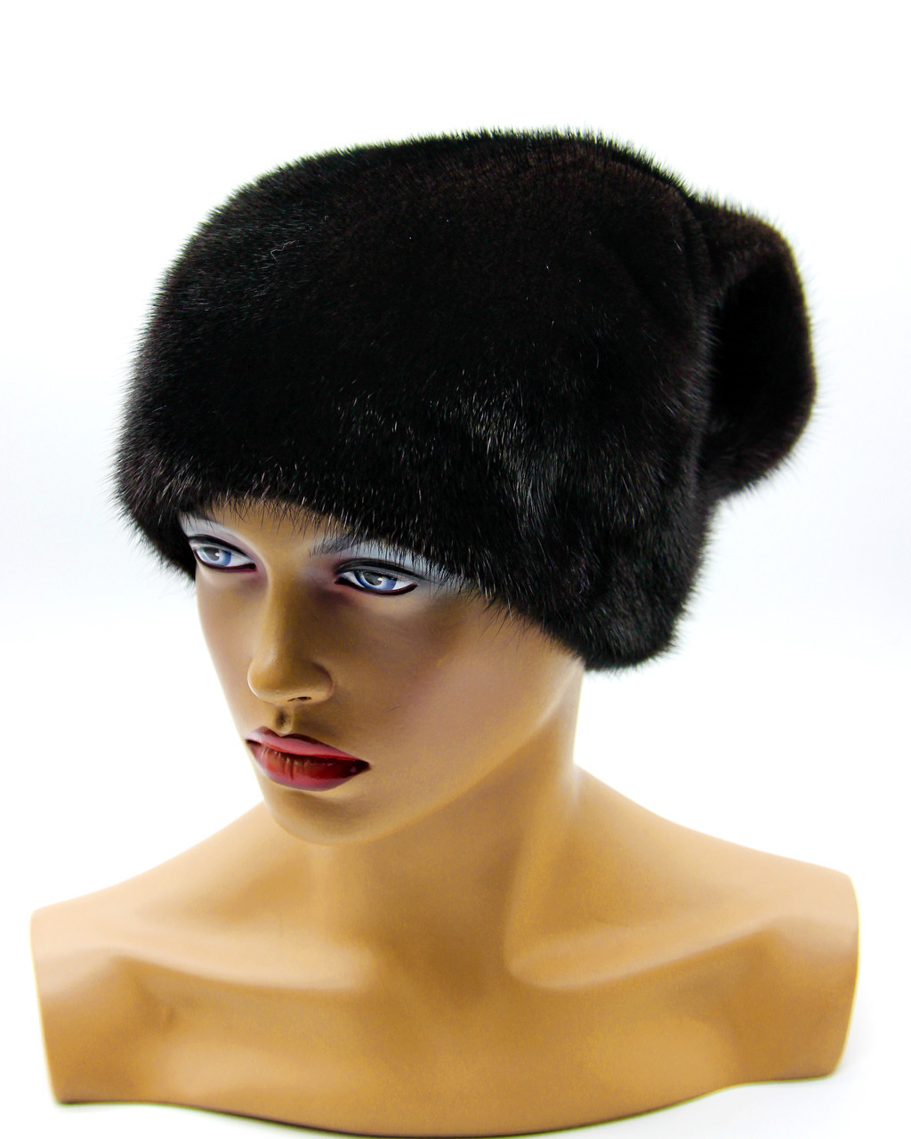 Норковая женская шапка "Волна" (черная). - фото 1 - id-p10103410