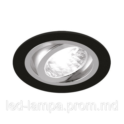 Потолочный светильник/корпус, Strühm Poland, встроенный, круглый, чёрный матовый/хром, 1хGU10, ALUM C - фото 1 - id-p10109963